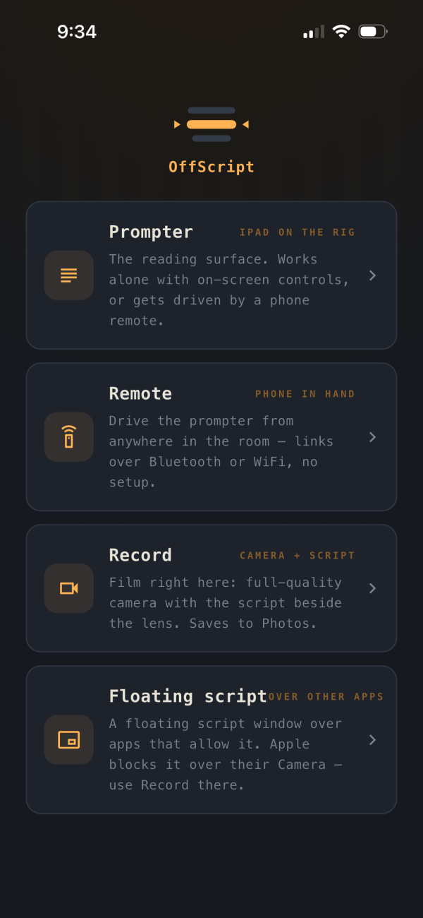 Four modes — OffScript