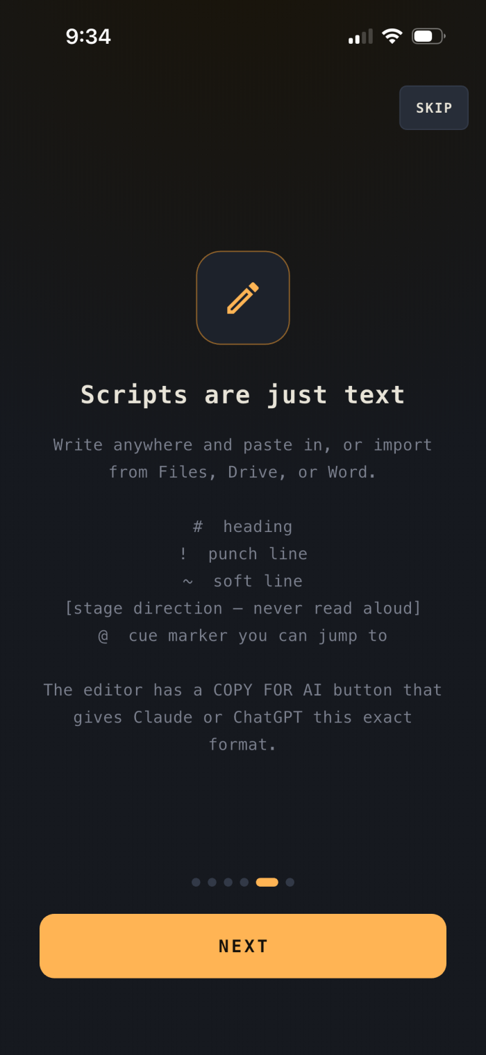 Write or import — OffScript
